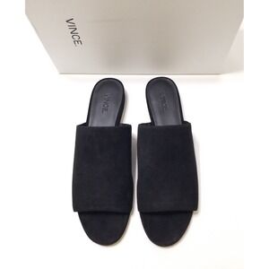 NIB Vince Bartley Black Suede Leather Slides Sandal Size 9.5 $225